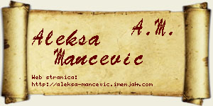 Aleksa Mančević vizit kartica